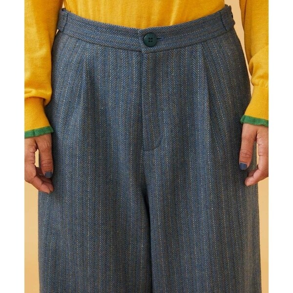 Huellas de aves へリンボーンワイドストレートパンツ | ホコモモラ