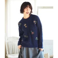 Calle de Bordadores フラワーモチーフニットプルオーバー