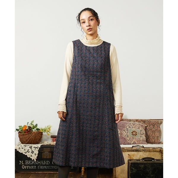 千鳥チェック フラワー刺繍シャツワンピース | ホコモモラ(JOCOMOMOLA