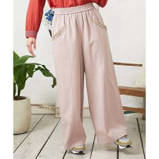 Facil 刺繍入りツイルワイドパンツ