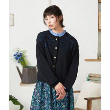 El Rucio フラワー刺繍ニットカーディガン