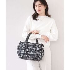 [2WAY/軽量/多機能ポケット]ニュアンス柄タックデザイントートバッグ