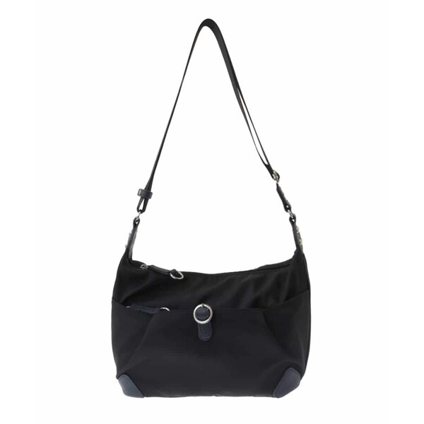 [撥水/500g以下の軽量]レザーポイントナイロンショルダーバッグ