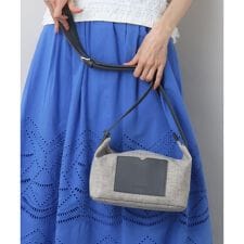 MK ミッシェルクラン バッグ(MK MICHEL KLEIN BAG)のリネン混ジョイントデザインショルダーバッグ