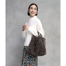 [2WAY]ファーショルダースクエアデザインバッグ