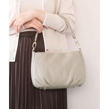 [2WAY]ギャザーポイント牛革ワンハンドルバッグ