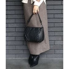 [2WAY]ギャザーポイント牛革ワンハンドルバッグ
