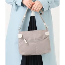 [撥水/軽量]アクセントレザーコンパクトショルダーバッグ