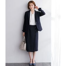 【４点セット】〈ワイドパンツ〉スゴく伸びる全方向ストレッチ！洗えて型くずれしない４点スーツ