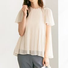（半袖）プリーツシフォンブラウス