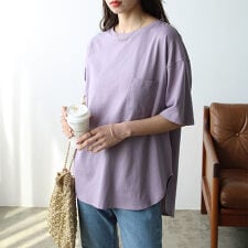 綿１００％ラウンドヘムビッグＴシャツ