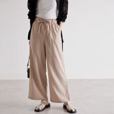 冷感リネン風イージーワイドパンツ