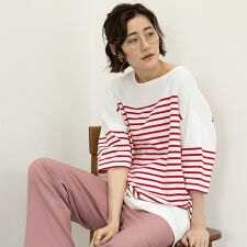 パネルボーダーハーフスリーブＴシャツ