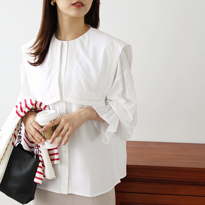 ビッグカラーブラウス コカ coca ビッグカラーブラウス （White） -ファッション通販