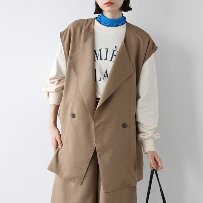 スリットベスト　ダブルブレスト ロングソフトベスト　2点 ZARA - ZARA ダブルブレスト ソフトベスト Sサイズ グレーの通販 by