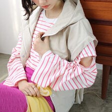 カラバリ豊富な袖スリットボーダーカットソー