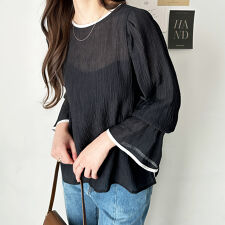 ジーラ バイ リュリュ(GeeRA)の配色パイピング表面感ブラウス