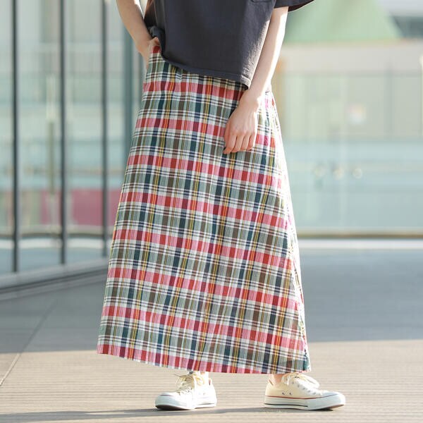 BEAMSBOY ビームスボーイ 日本製 ウール プリーツチェック巻きスカート