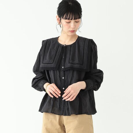BEAMS BOY ／ ヴィンテージ レース デタッチカラー シャツ 