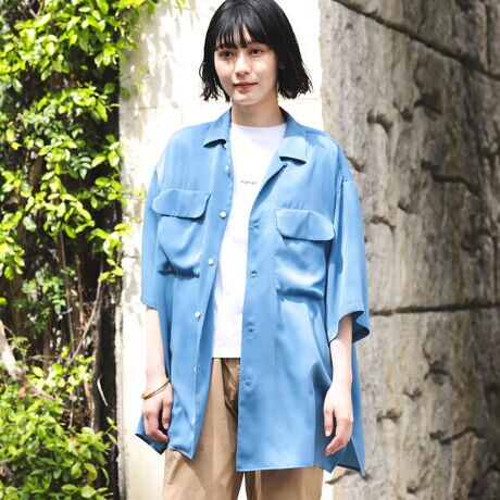 BEAMS BOY ／ ポリエステル ビッグ オープンカラーシャツ 