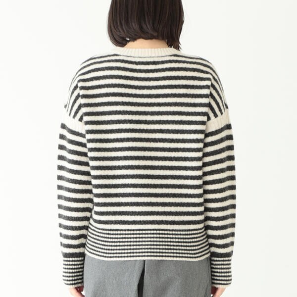BEAMS BOY ／ 7ゲージ ボーダー クルーネック ニット