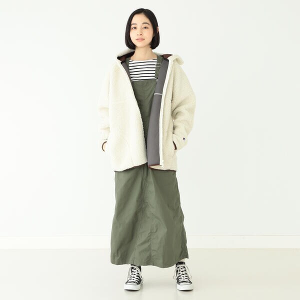 美品 Champion × BEAMS BOY 別注 ボア フルジップ パーカー Champion × BEAMS BOY ／ 別注 ボア フルジップ