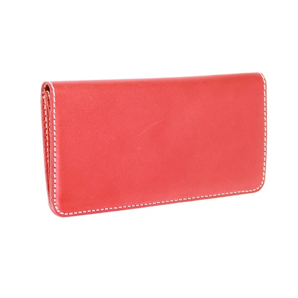 栃木 レザー 真紅の赤 ワイルド　レザーウォレット　本革ウォレット　ロング　財布