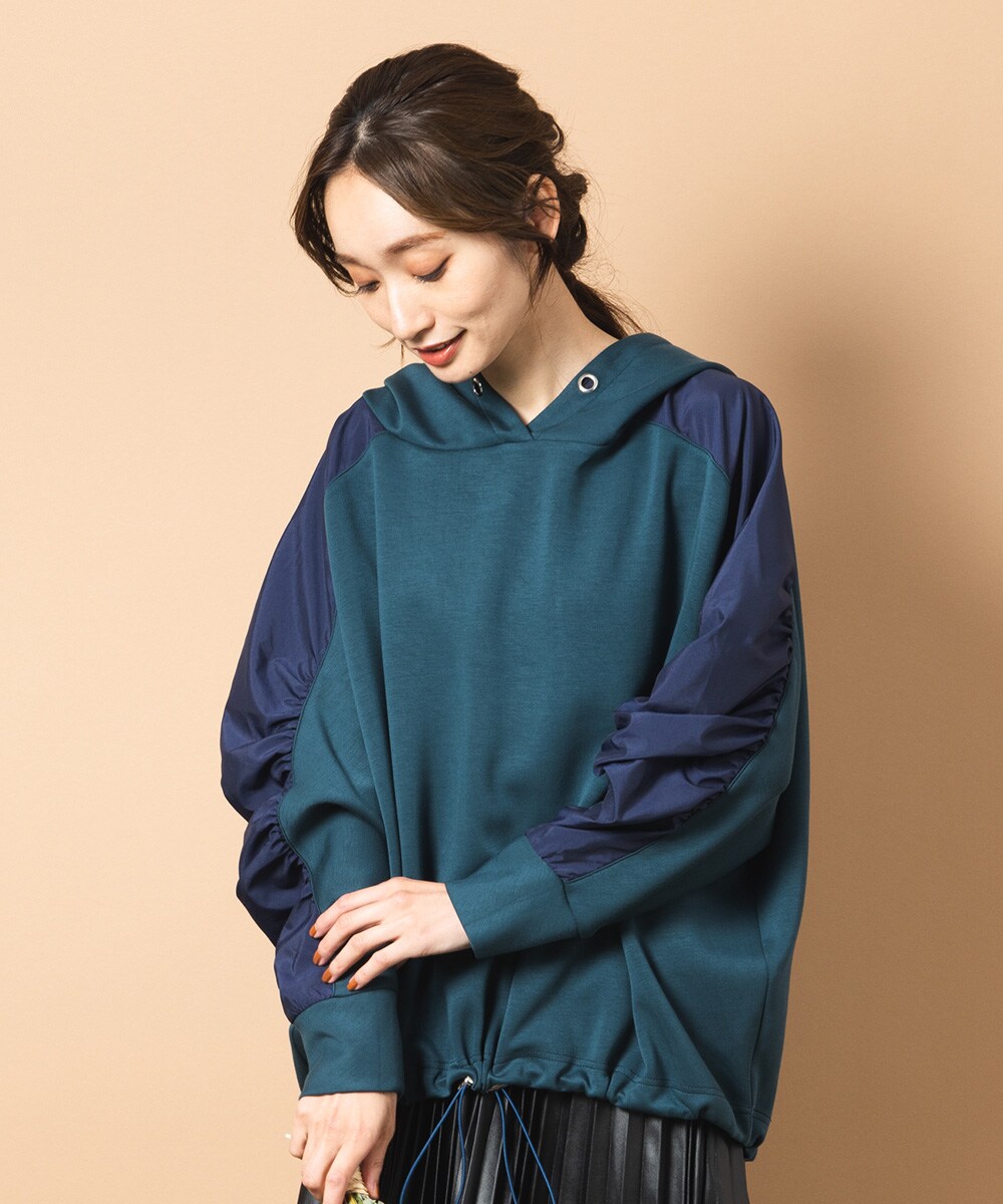 大きいサイズ】 21号(6L～) FONTLAB ギャザースリーブコンビパーカー