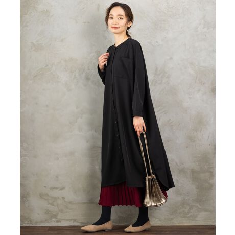 FONTLAB バンドカラージョーゼットワンピース