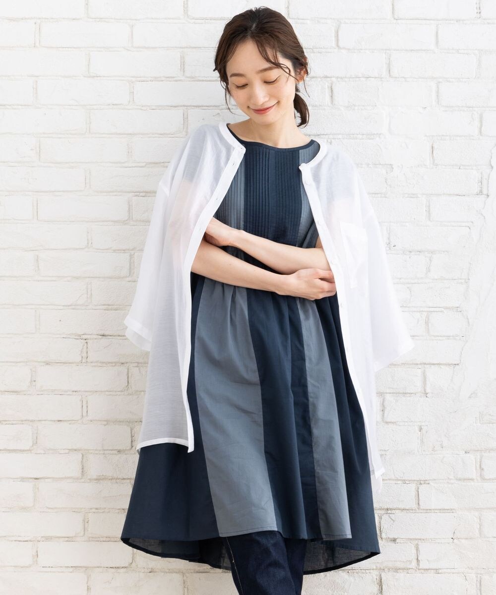 大きいサイズ】 21号(6L～) INDESIGN バイカラーストライプピンタック