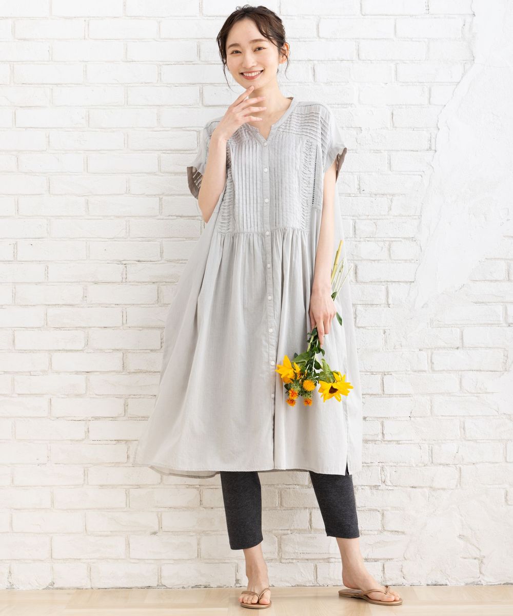 大きいサイズ】21号(6L〜) INDESIGN フラワープリントピンタック