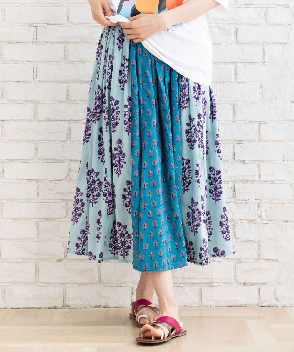 大きいサイズ】 21号(6L～) INDESIGN フラワーMIXプリントスカート