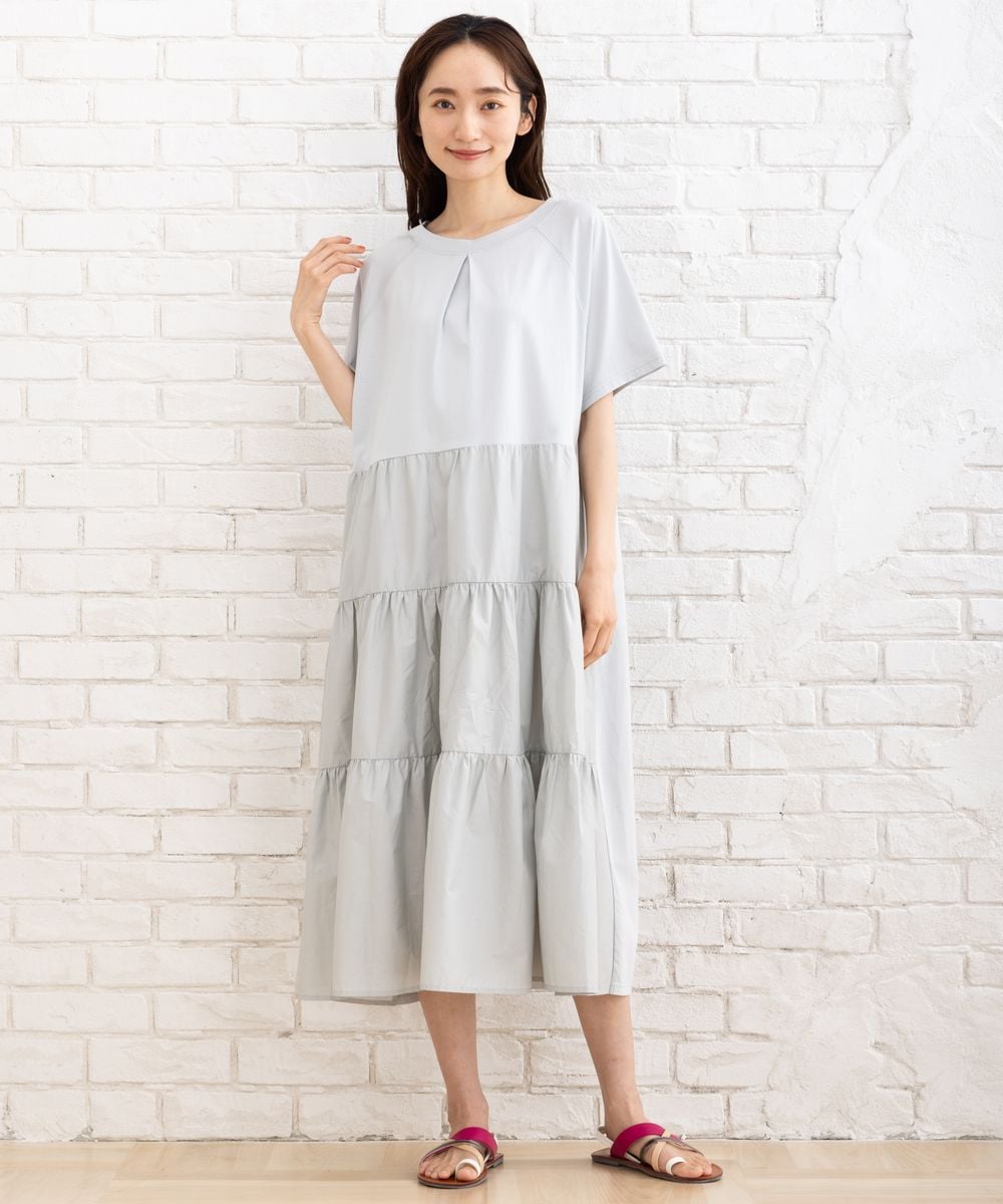 サブストリート（sab street）/【大きいサイズ】 21号(6L〜) FONTLAB シルケットティアードワンピース 大きいサイズ】 21号(6L～) FONTLAB シルケットティアードワンピース