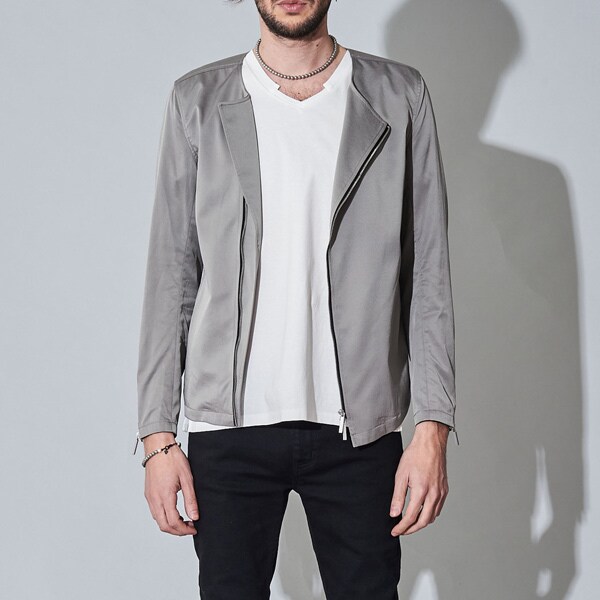 アシンメトリーノーカラーライダースJKT | ノーアイディー(NO ID