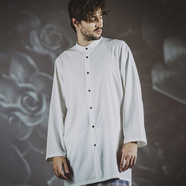 2025AWウールコットンチェックインバーテッドプリーツバンドシャツワンピース 2025AWウールコットンチェックインバーテッドプリーツバンドシャツ