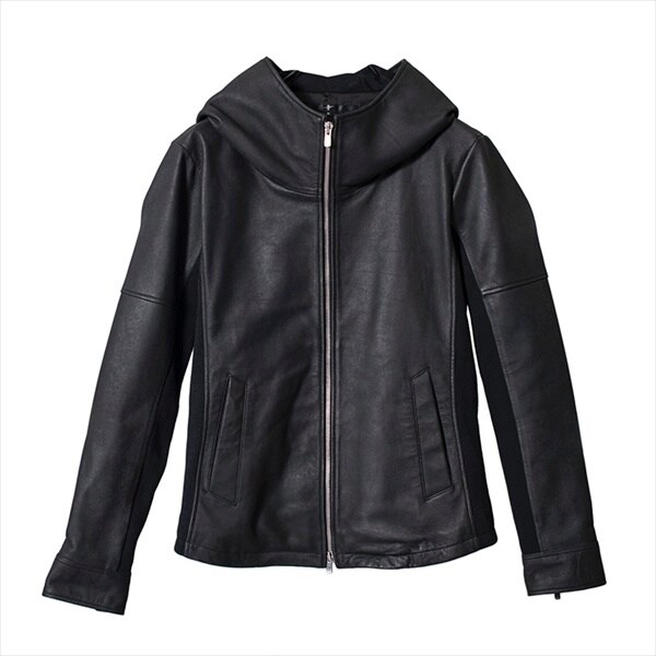 NO ID. ラムバフィングフーデッドブルゾン　羊革　M〜L BLACK レザー NO ID. ノーアイディラムバフィングフーデッドブルゾン size3 - メルカリ