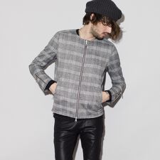 グレンチェックノーカラーBLZ