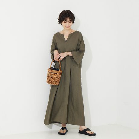 TICCA リネンキーネックワンピース | ルージュ・ヴィフ ラクレ(Rouge 