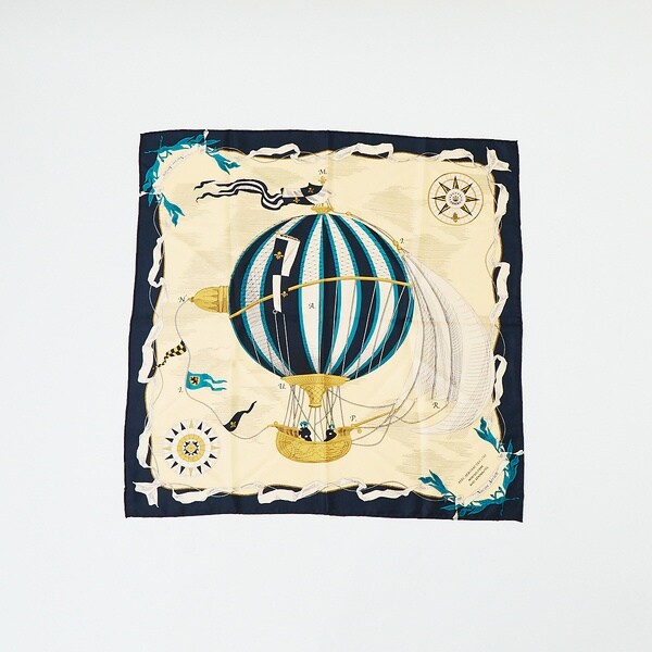 マニプリ/バルーン/シルク100%スカーフ/気球/日本製/マルチカラー