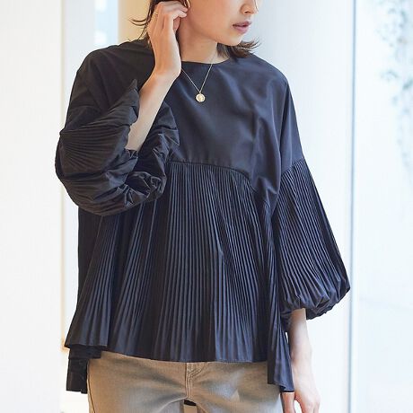 プリーツ切替ブラウス ルージュ・ヴィフ ラクレ Rouge vif la cle