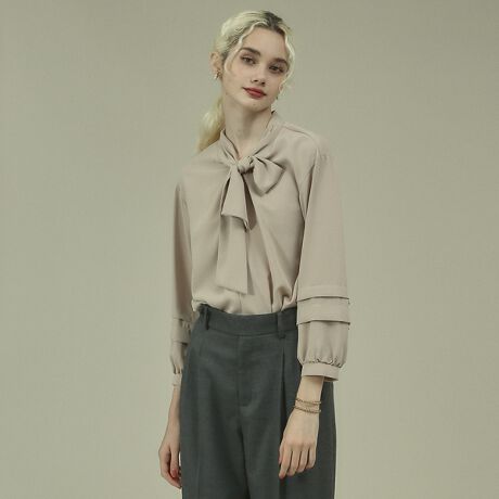 ella ギャザー ショルダー ブラウス WEB限定】エラスティックカルゼ 