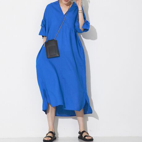 TICCA／ティッカ】リネンツイストスリーブワンピース | ルージュ  