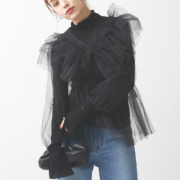 MICA&DEAL/マイカアンドディール】sheer knit polo sh