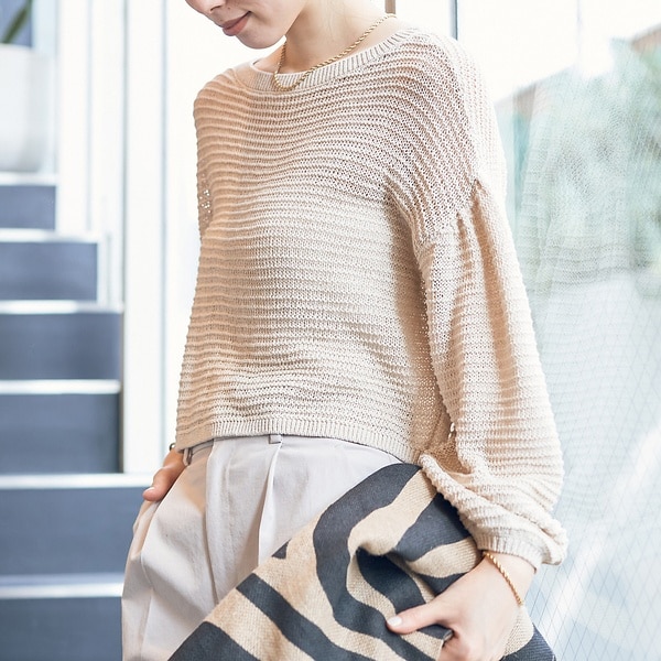 ルージュ・ヴィフ ラクレ（Rouge vif la cle）/麻混 変形天竺ニットプルオーバー 麻混 変形天竺ニットプルオーバー | ルージュ・ヴィフ ラクレ(Rouge