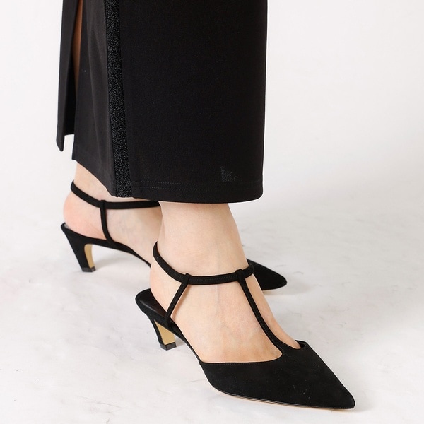 BRENTELLA ブラック ポインテッドトゥパンプス