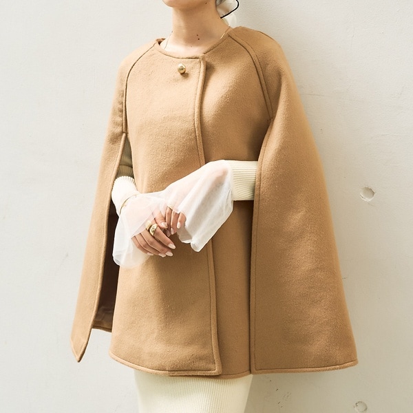 Rouge vif ケープコート ポンチョ ハーフコート ウール
