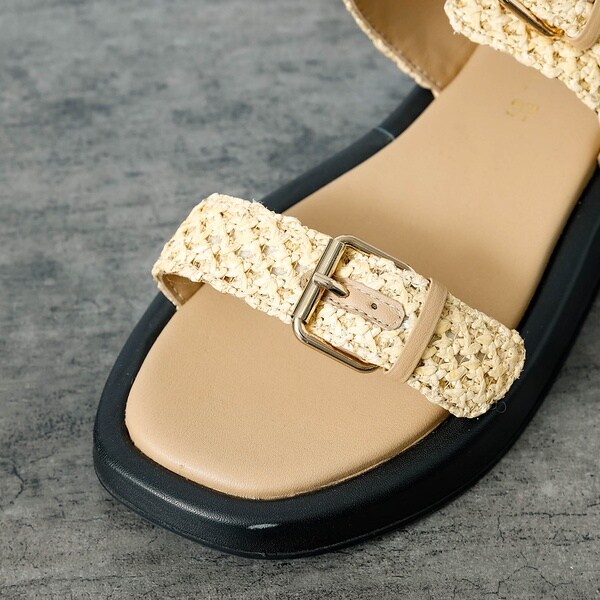 【PAOLO BOVE / パオロ ボーヴ】ラフィアベルトサンダル / 厚底サン