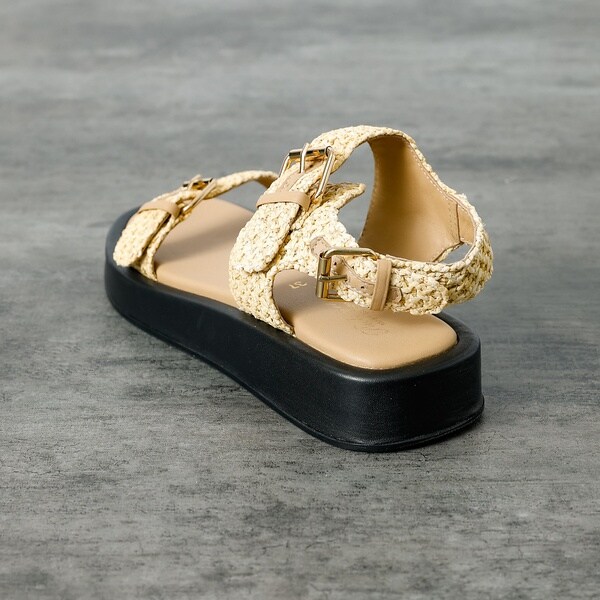 【PAOLO BOVE / パオロ ボーヴ】ラフィアベルトサンダル / 厚底サン