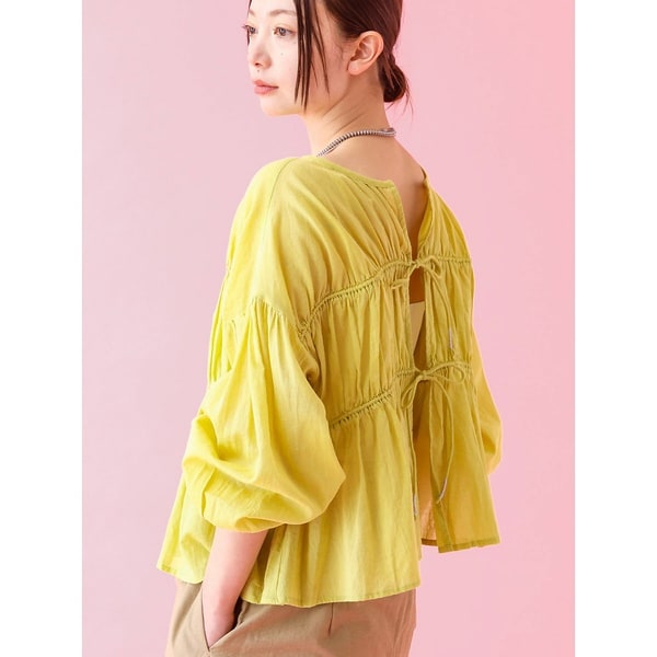 再入荷・サステナブル】コットンギャザーフリル2WAYブラウス