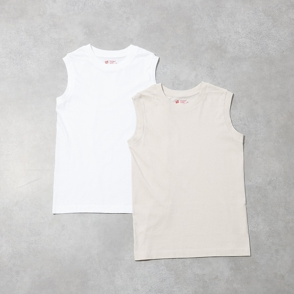 【Hanes / ヘインズ】クルーネックノースリーブTシャツ/コットン100/ノ